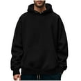 thumbnail image 3 of CFLVAEK Hoodies for Men Big and Tall Long Sleeve Casual Hoodie Solid Color Drawstring Hooded Sweatshirt with Kangaroo Pocket Black XXXL, 3 of 10
