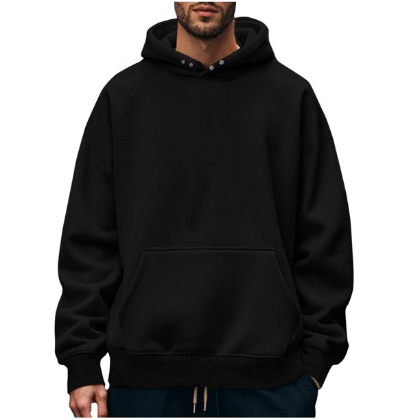Kalauyu Men's Hoodies Pullover Soft Hooded Sweatshirts Long Sleeve Casual Hoodies with Snap Buttons Pocket