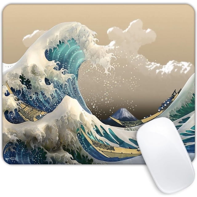 The Great Wave Off Kanagawa Customized Mouse Pad Non-Slip Rubber Base Unique Japanese Design Ideal for Computers, Laptops & Office Accessories