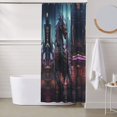 thumbnail image 6 of Shower Curtain, Urban Mechanical Dragon Waterproof Fabric Plastic Shower Curtain, Drying Fast Bathroom Curtain with 9 Buttonholes, Ruffle Shower Curtain 60x72in, 6 of 8