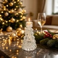 thumbnail image 4 of Clear Christmas Tree Glass Candle Holders, Taper Tealight Candlestick Holders for Table Centerpieces, Xmas Tree Shaped Decorations, for Party Winter Holiday Farmhouse Centerpiece Decor, 4 of 6