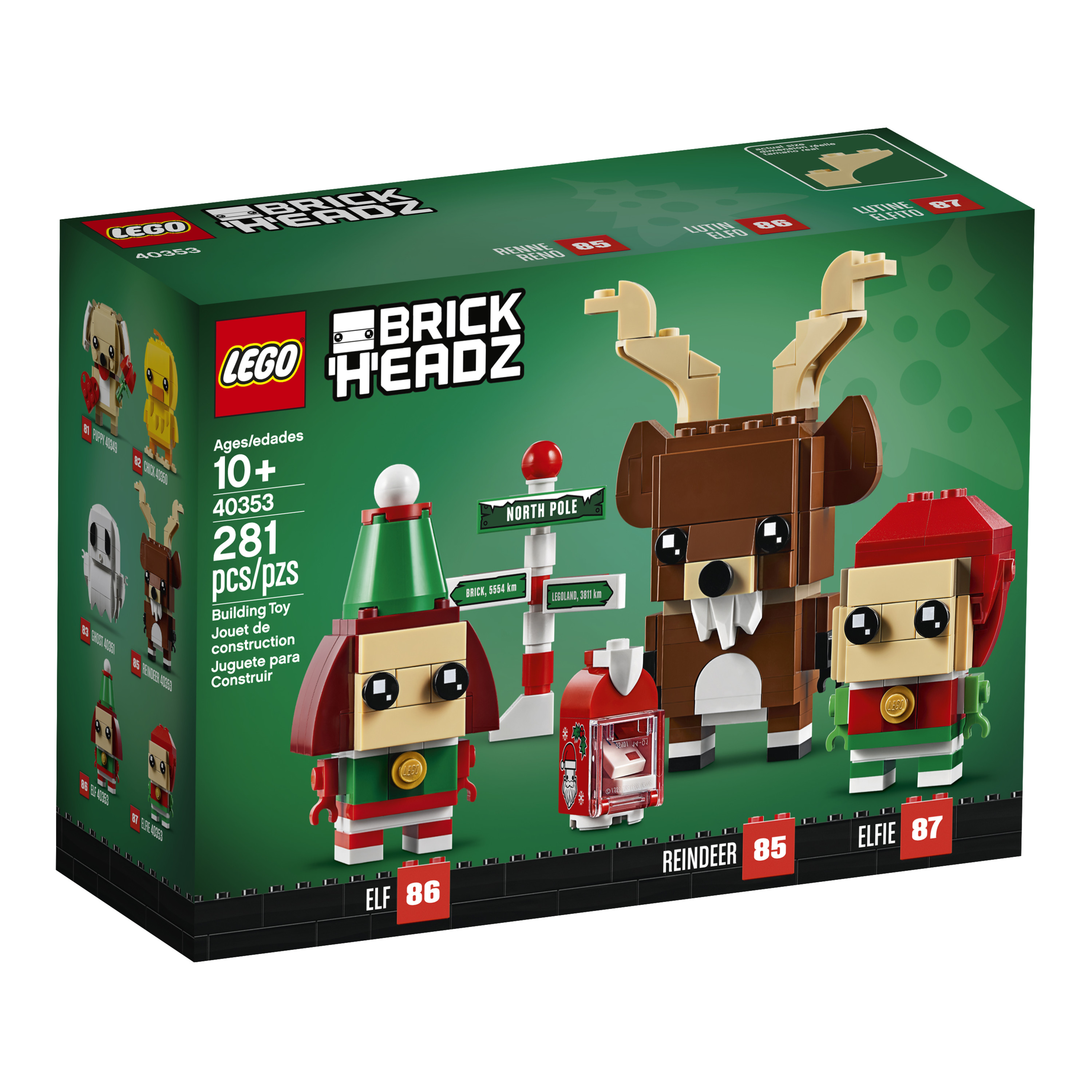 LEGO Brickheadz Reindeer, Elf and Elfie 40353 Building Toy (281 Pieces) - image 3 of 10