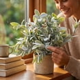 thumbnail image 7 of Plant Decor, Small Fake Plant, Artificial Plant, Faux Greenery, 10X9 Inch Potted Rosemary Style Faux Greenery in Textured Cylindrical Small Pot for Tabletop Shelf and Countertop, 7 of 7