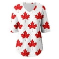 thumbnail image 4 of Canada Chemises Grande Taille Hauts Fête du Canada Célébrations d'Été Col Rond Design Texturé Tee-Shirt Course Femme Rouge P, 4 of 4