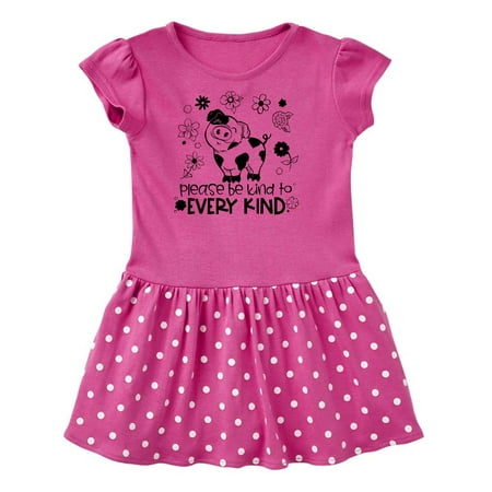 

Inktastic Please Be Kind to Every Kind Cute Pig and Flowers Gift Toddler Girl Dress