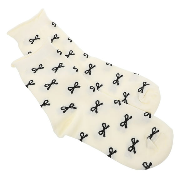 unbranded Semi-permanent Material Bow Socks Woman 29.50X9.50X0.70CM White