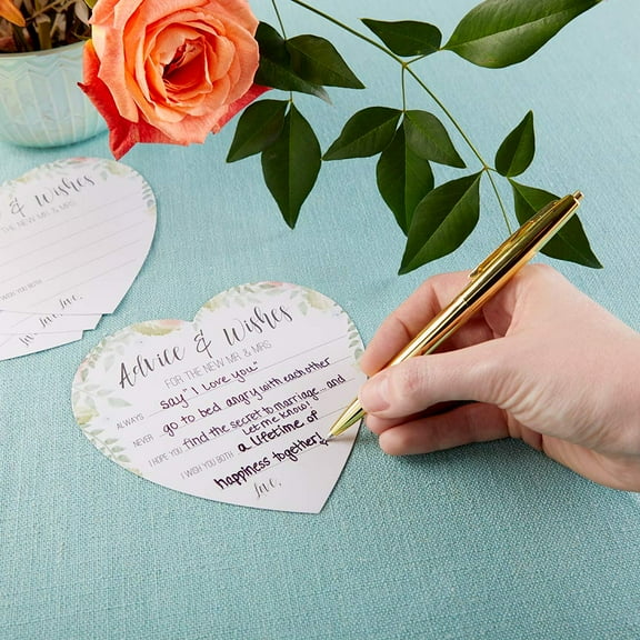 Floral Wedding Advice Card - Heart Shape (Set of 50)