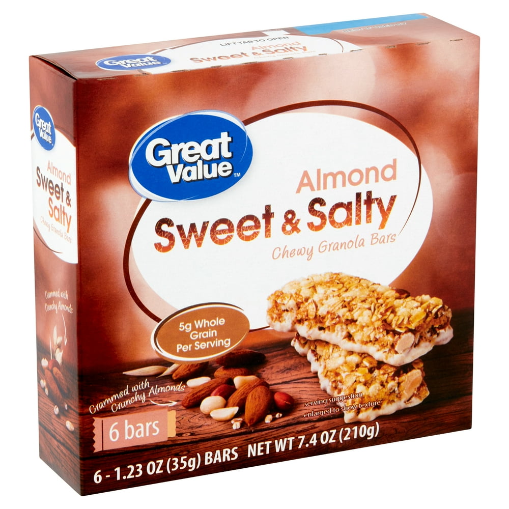 Great Value Almond Sweet & Salty Chewy Granola Bars 1.23 oz 6 count