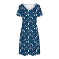 thumbnail image 4 of GaThRRgYP Stylish Sheath Summer Short Sleeve Dress,Women's Fashion Summer Print Short-sleeved V-neck Casual Dress Navy XL, 4 of 8
