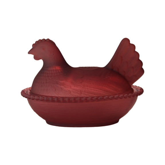 Glass Chicken-Shaped Candy Dish,Vintage Style Candy Bowl with Lid,Tabletop Dessert Plate Snack Bowl
