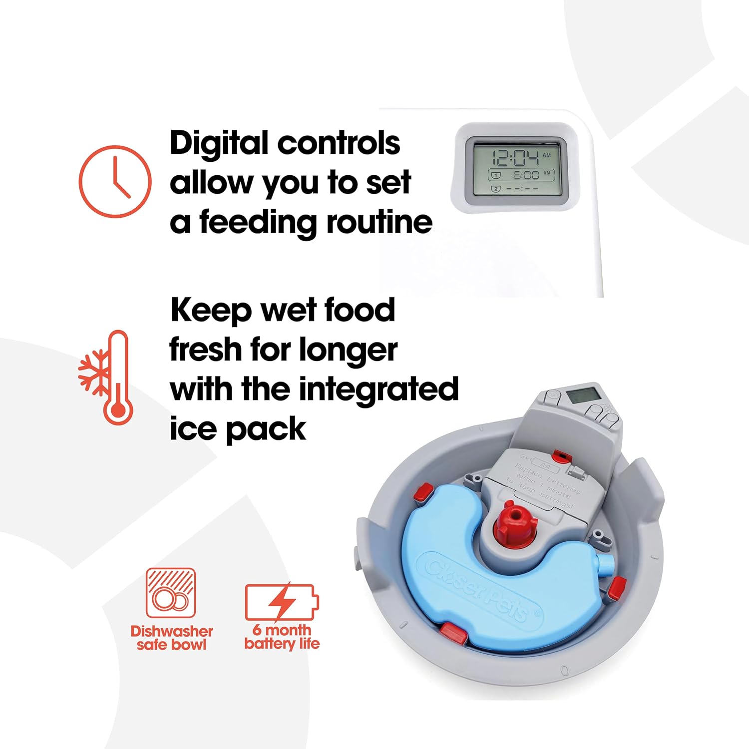 C300 Automatic 3 Meal Pet Feeder with Digital Timer for Cats and Small Dogs