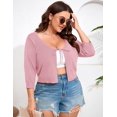 thumbnail image 4 of Yesfashion Women's Plus Size Short Sleeve Knit Cardigan Lightweight Lace-Up Front Open Sweater Cardigans, 4 of 7