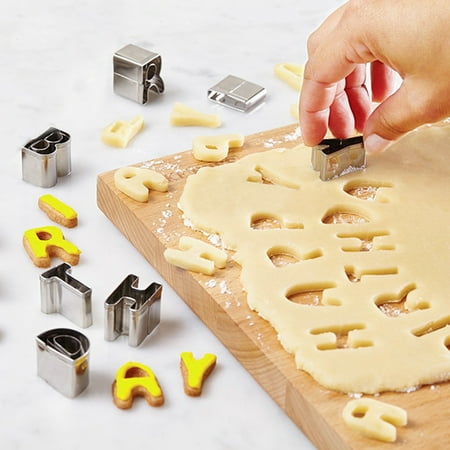 

26Pcs Alphabet Letter Number Fondant Icing Cutter Set Cake Decorating Mould Metal