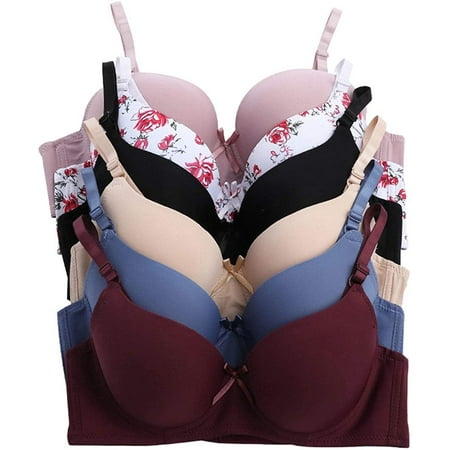 

6 Pieces Underwired Pushup Women Gentle Push Up Bra B and C Cup (32B)