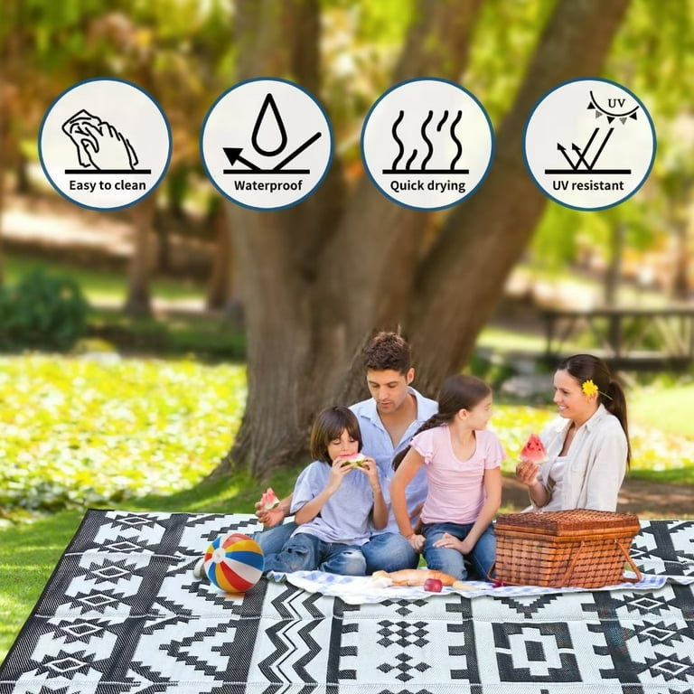 Outdoor Rug Carpet Waterproof 5x8ft Patio Rug Mat Indoor Outdoor Area Rug  for RV Camping Picnic Reversible Lightweight Plastic Straw Outside Rug for