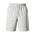 thumbnail image 4 of Delconic Men Gingham Plaid Quick Dry Casual Knee Length Shorts Elastic Drawstring Waist Side Pocket Loose Fit Short Pants For Summer Beach Daily Walking Outdoor Vacation Wear Light Gray XL, 4 of 5
