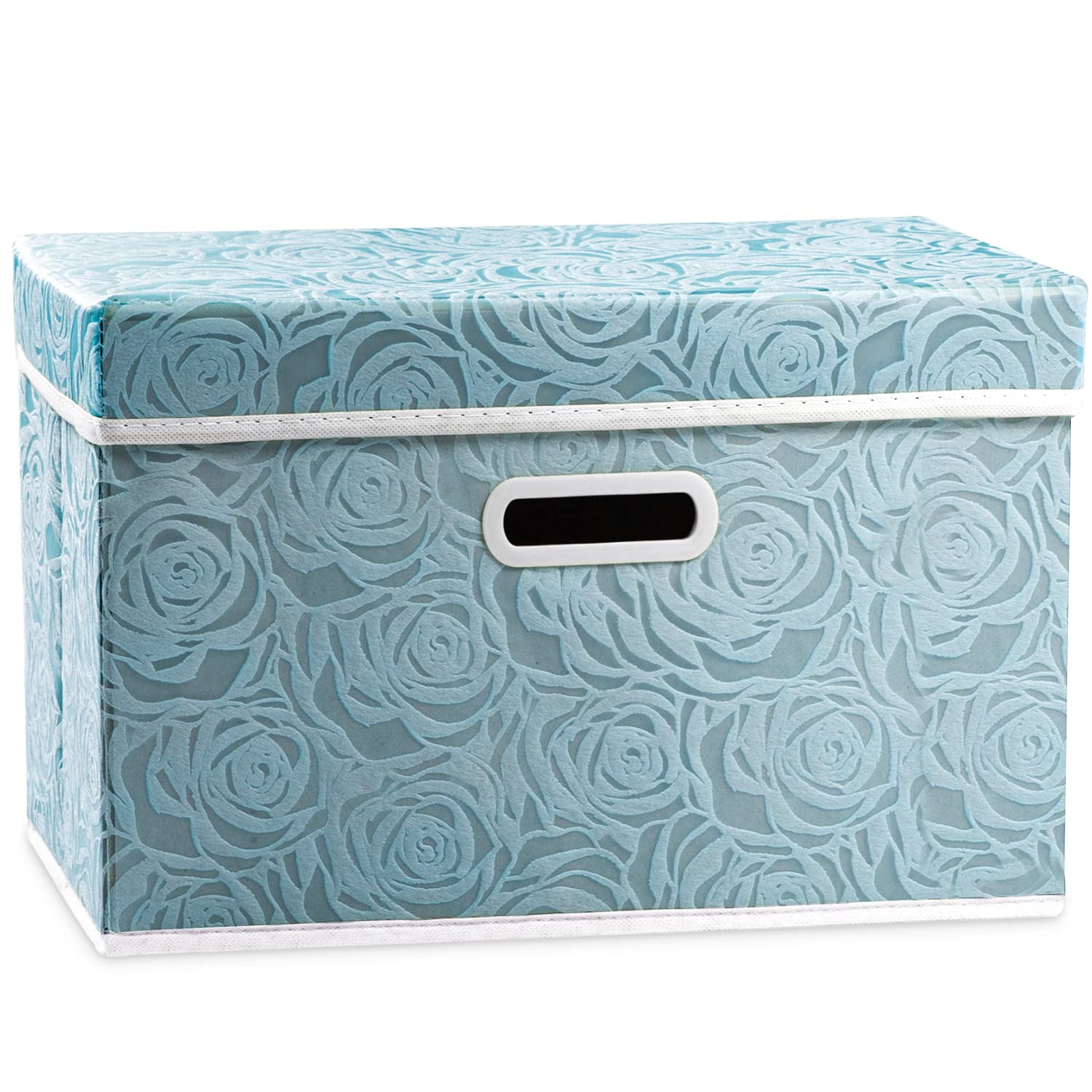 Larger Collapsible Storage Bin with Lid Decorative Storage Box Cube Organizer Container Baskes with Handles Divider