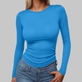 thumbnail image 2 of yueewhu Long Sleeve Shirts for women-Underscrub Crew Neck Slim Fit Basic Tops for Teens Workout Going Out Y2K Fall Fashion 2026 (Sky Blue, M), 2 of 4