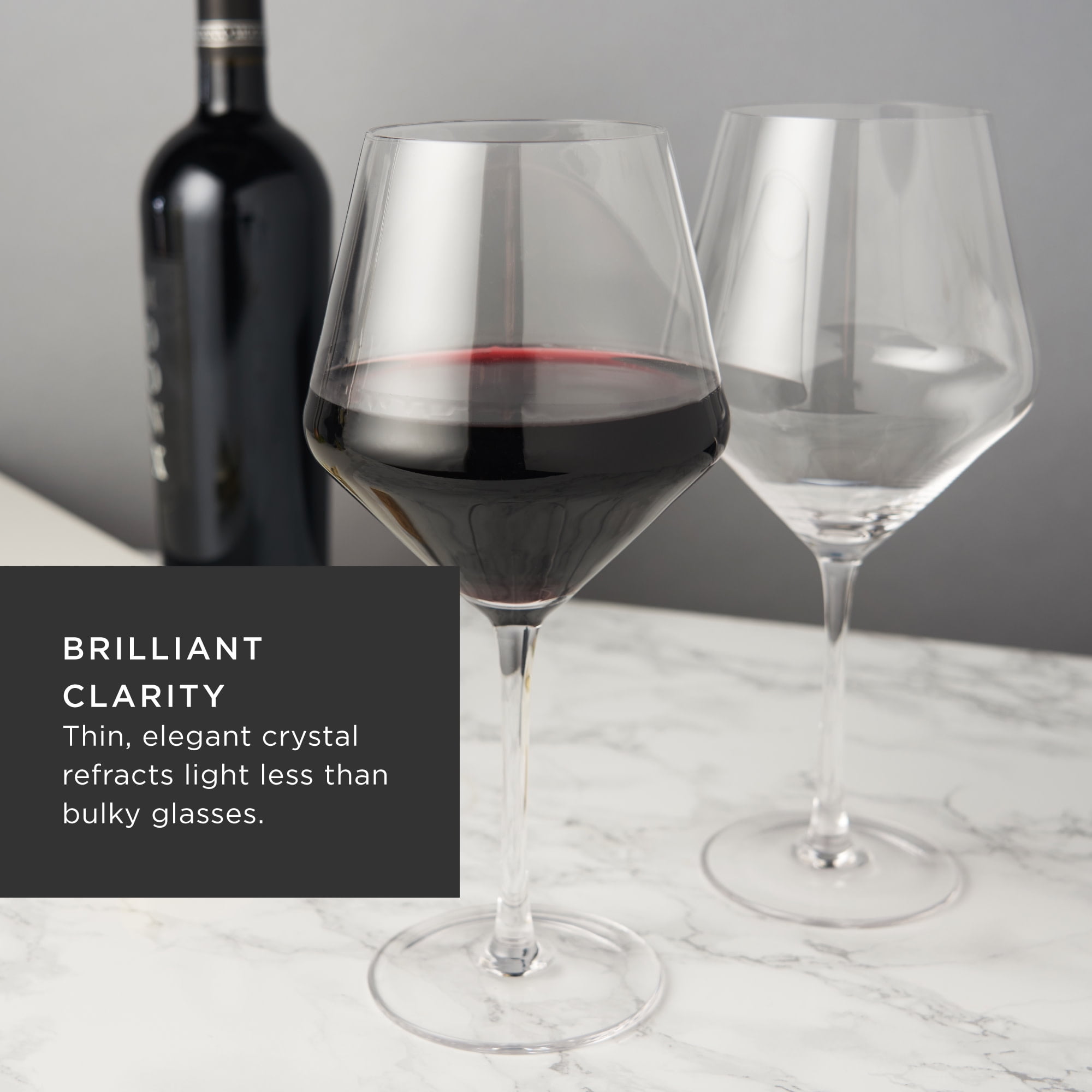Viski Burgundy Crystal Stemmed Glassware Set of 2, 21oz - Elegant Barware