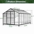 thumbnail image 3 of 8' x 12' Walk-in Polycarbonate Greenhouse – Outdoor Garden Greenhouse Kit with Aluminum Frame, Lockable Door & Adjustable Roof Vents for Backyard, Patio, or Garden, 3 of 9
