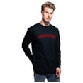 thumbnail image 2 of Daxton Retro Washington Arch Font Long Sleeves T Shirt Soft Med Weight Cotton, Black Tee Red Font, M, 2 of 2