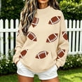 thumbnail image 2 of Gsakboxl Sweaters for Women Warm Mock Neck Football Graphic Hoodless Sweatshirt, Loose Long Sleeve Sports Fan Pullover Tops Casual Soft Sweatshirt For Football Season Daily Fall, 2 of 4