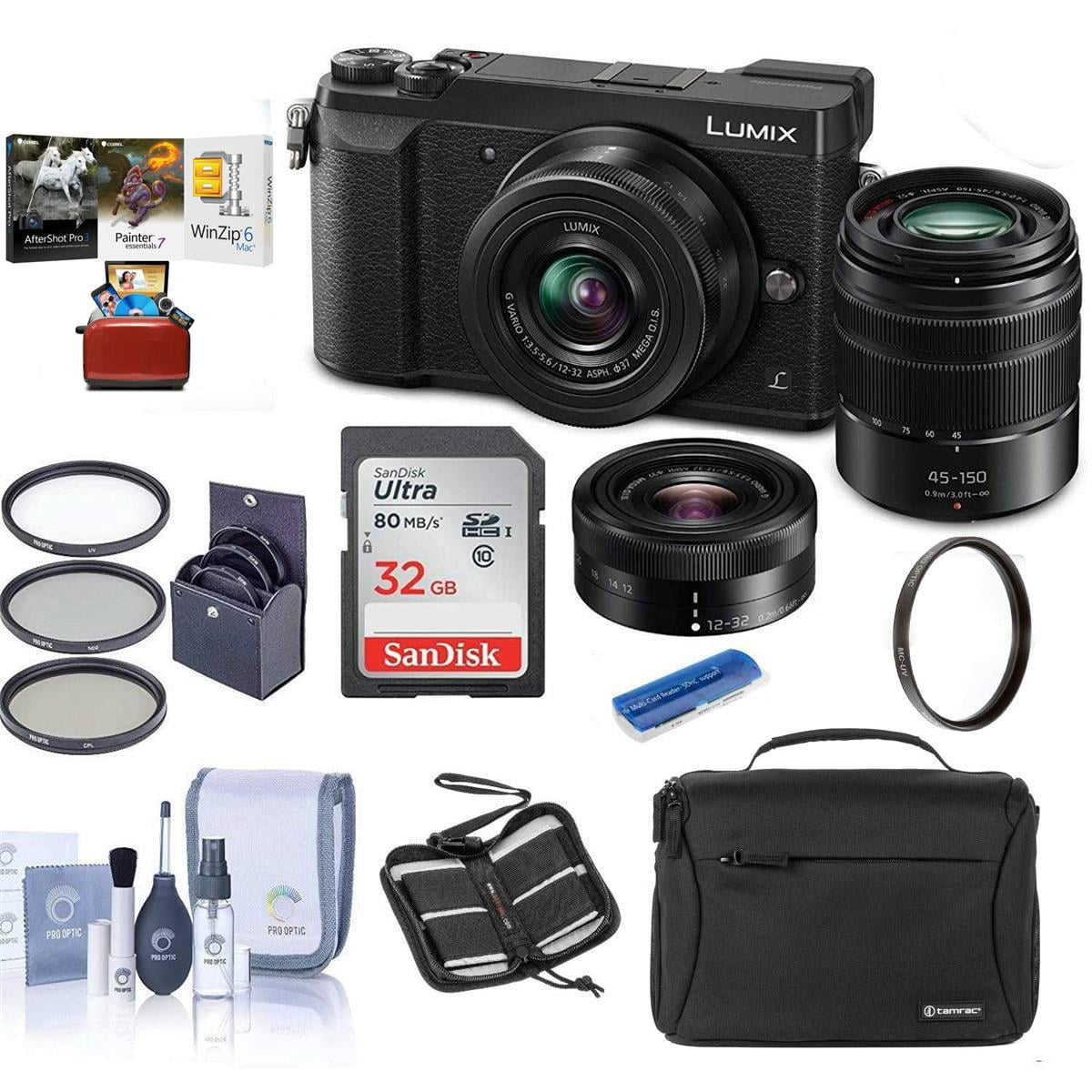 Panasonic Lumix Dmc Gx85 Mirrorless Camera Black With Lumix G Vario 12 32mm F 3 5 5 6 45 150mm F4 0 5 6 Lenses Bundle With Camera Case 32gb Sdhc Walmart Com Walmart Com
