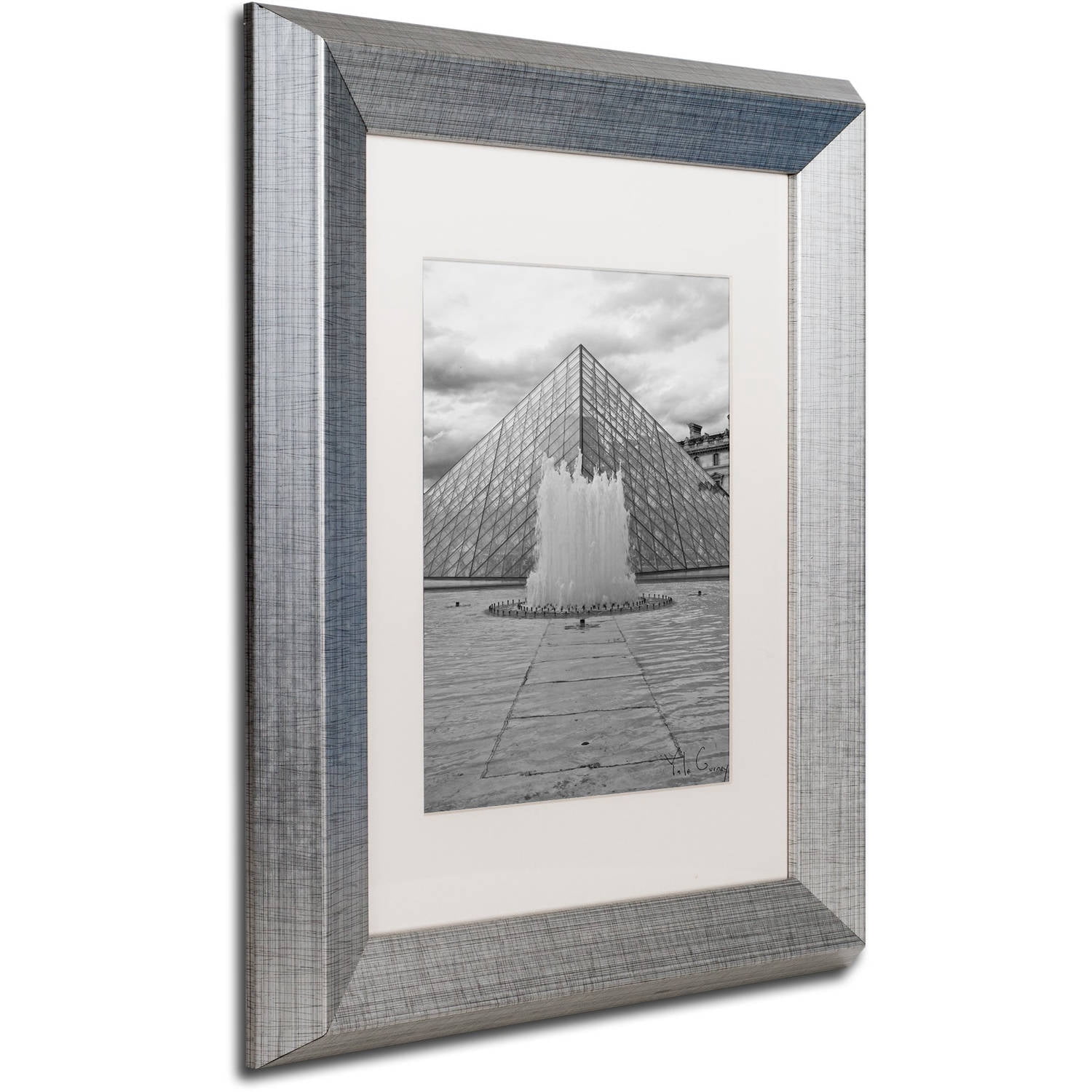 Trademark Fine Art "Paris Deux - Louvre" Canvas Art by Yale Gurney, White Matte, Silver Frame