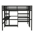 thumbnail image 6 of Twin Over Twin Metal Loft Bed with Double Desk and Wardrobe and Shelves with Electrical Outlet for Space Saving and Noise Reduction,Black, 6 of 13