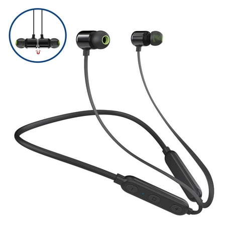[48H Playback] 2019 Upgrade Bluetooth Headphones V4.2Wireless Earbuds HD Stereo Noise Cancelling Wireless Headphones IPX6 Sweatproof Magnetic in-Ear Earphones with Mic Snug Fit for