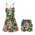 thumbnail image 4 of Garronmavis Tropical Florals Women's Golf Dress Sleeveless Size L Built in Shorts U Neck Tennis Dress A Line Breathable Yoga Active Workout Dresses Floral Print Outfits, 4 of 7