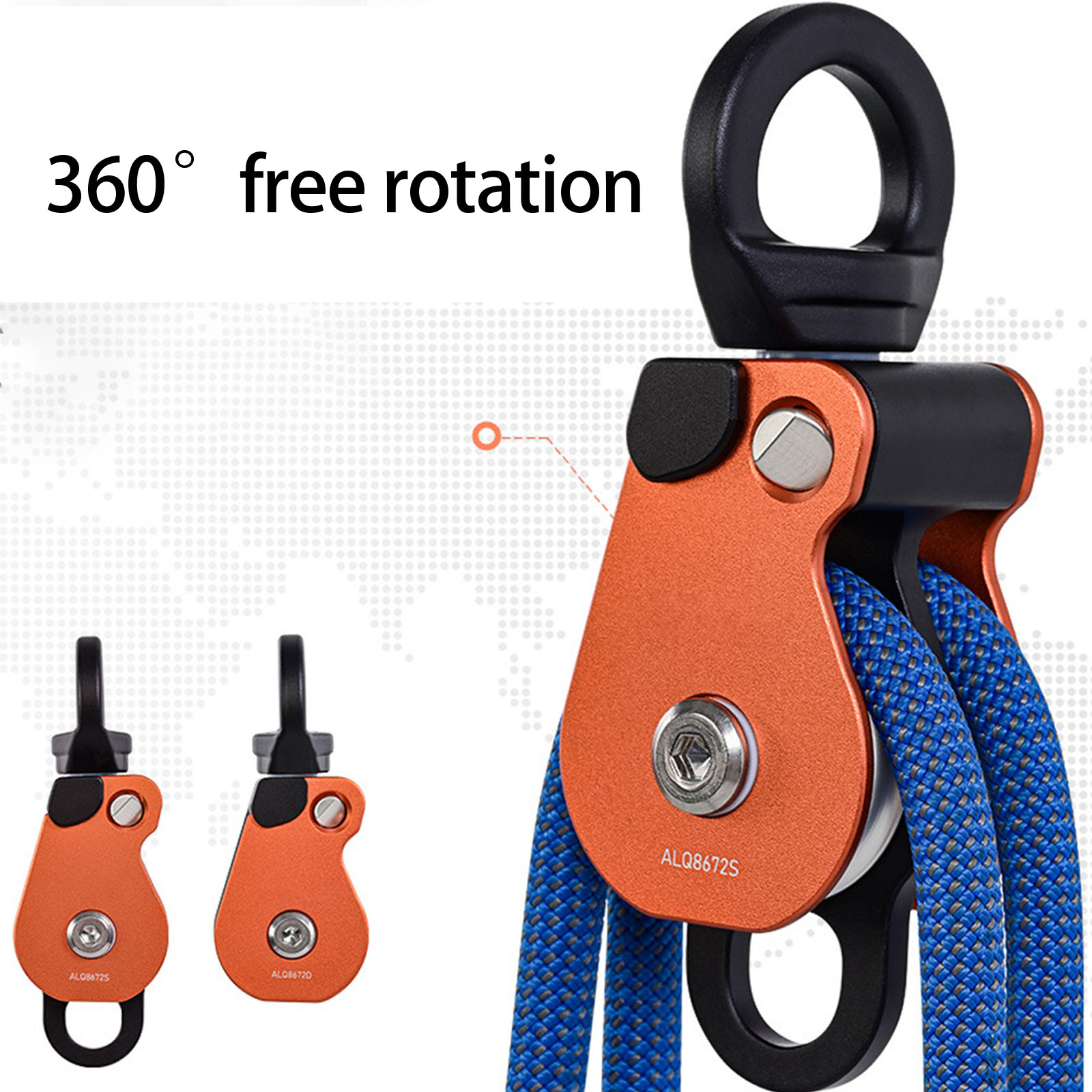 High Capacity Swivels Pulley 360 Rotation Multifunctional Outdoor Pulley for Hiking and Travel with Quick Installation