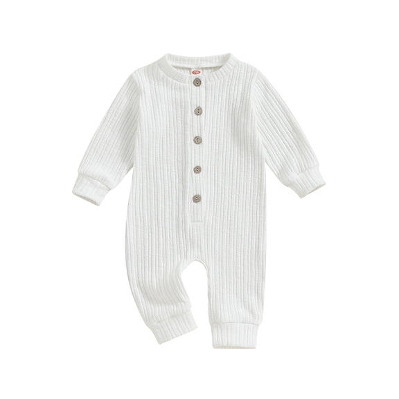 Bagilaanoe Newborn Baby Girl Boys Jumpsuits Solid Color Print Long Sleeve Bodysuits 3M 6M 9M 12M 18M Infant Fall One Piece Rompers