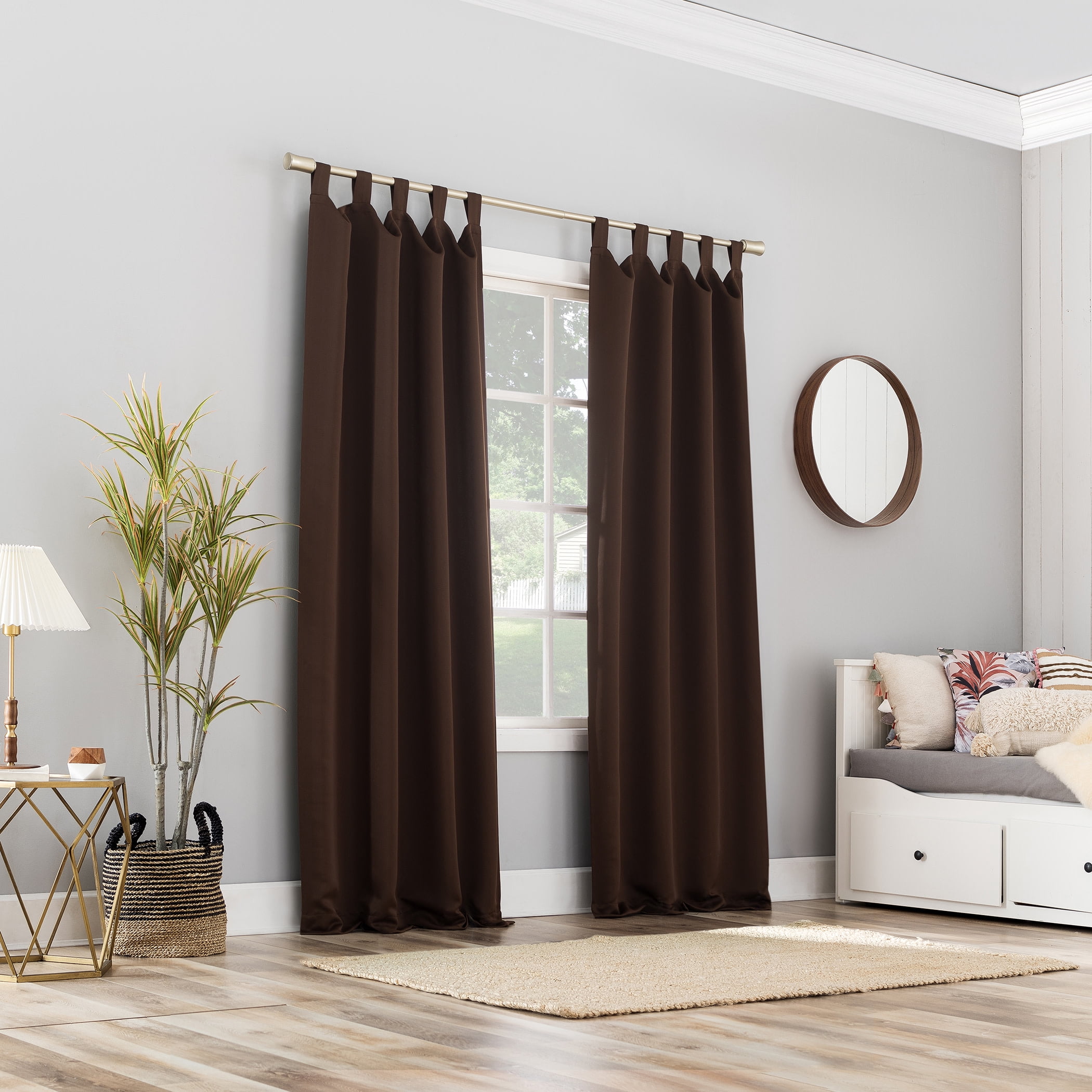 Sun Zero Brant Tab Top Energy Saving Blackout Window Curtain Panel, 40"X63", Gray