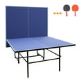 thumbnail image 3 of 9Ft Foldable Ping Pong Table Set - Professional Mdf Table Tennis Table with Net, 2 Paddles & 3 Balls, Blue, 3 of 9