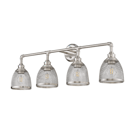 

Amara Industrial 4 Light Vanity Light with Grid Mesh Shade Brushed Nickel Finish