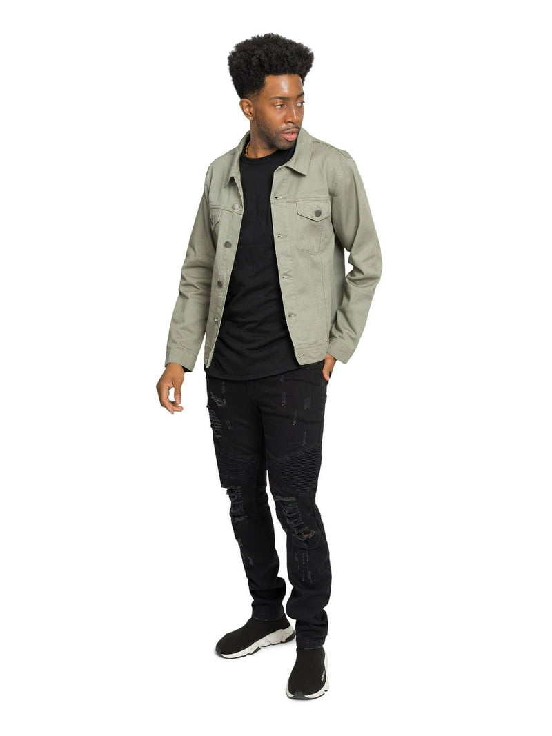 Victorious Men's Classic Colored Denim Jean Jacket DK190 Jade