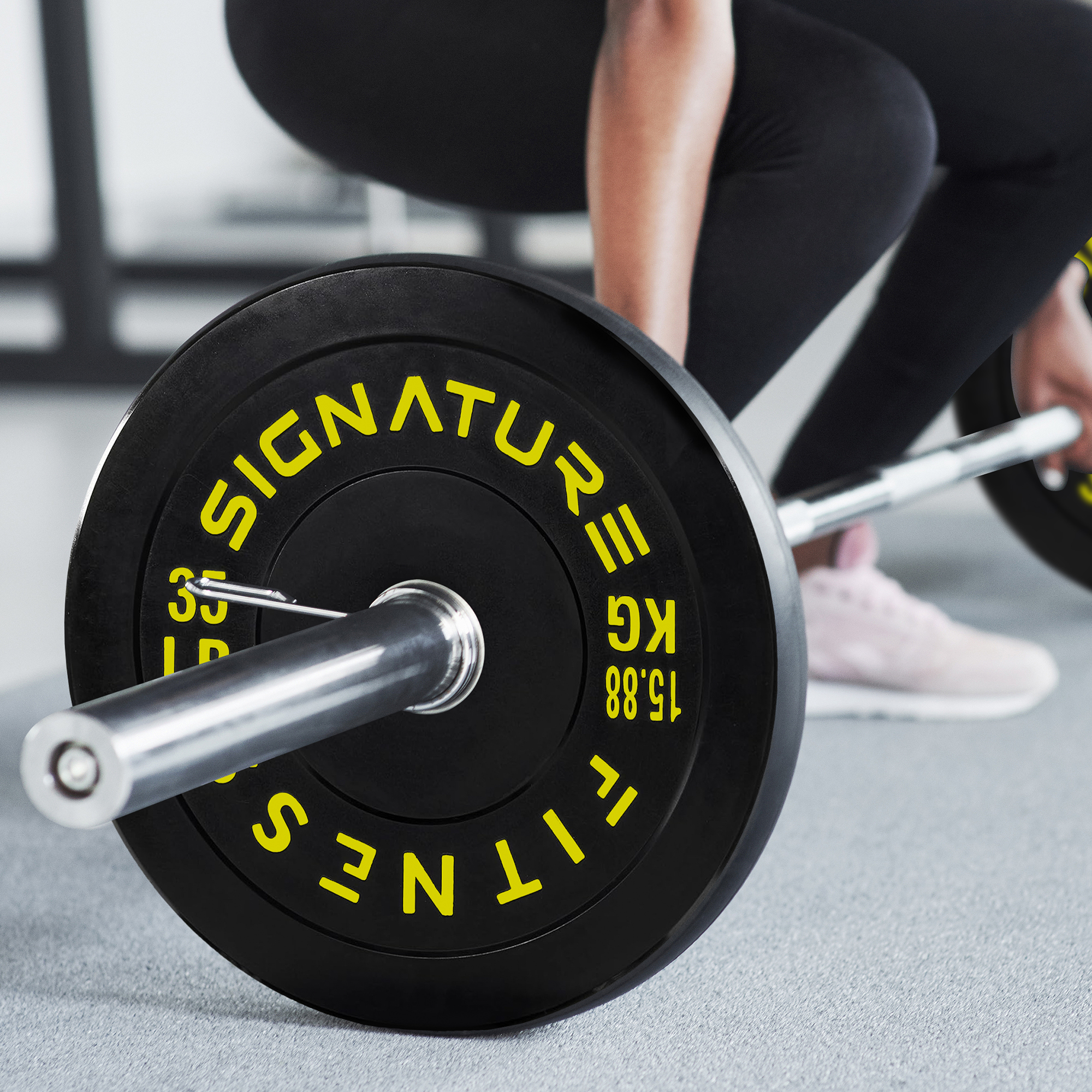 BalanceFrom 5FT Barbell Set with Color Letter Rubber Bumper Plates & Small Hub – Includes Pairs of 25LB, 35LB, 45LB, 55LB, Available in 120LB, 210LB, or 320LB Sets