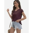 thumbnail image 5 of V Neck T-Shirts for Women Cap Sleeve Business Casual Tops Summer Cute Beach Vacation Clothes Basics Tees, 5 of 6