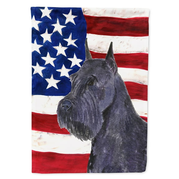 USA American Flag with Schnauzer Flag Canvas House Size