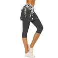 thumbnail image 3 of QATAINLAV Skirted Legging Pants for Women Tummy Control Floral Printed Gym Athletic Dress Capris Summer Running Sport Capris Leggings Gray M, 3 of 7