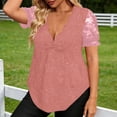thumbnail image 7 of Ltctricy Women's Plus Size Tops Sequin Ruffle Short Sleeve Scalloped Deep V Neck Curved Hem Sparkly T Shirts Dressy Casual Blouses, 7 of 7
