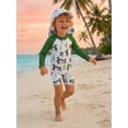 thumbnail image 5 of BemeyourBBs Toddler Baby Boy Girl Duck One Piece Swimsuit Set Infant Boy Girl Bathing Suit Mallard Print Long Sleeve Rash Guard Swimwear and Hat Set Pool Summer Beachwear, 5 of 9