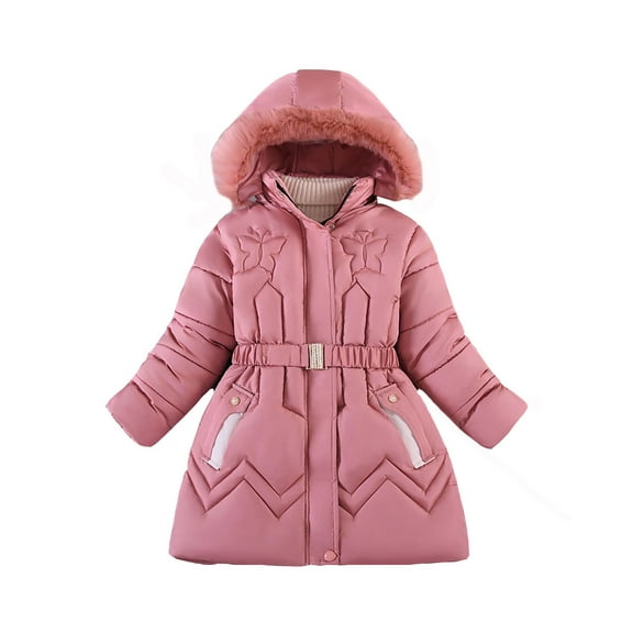 Baby Girls Winter Coat,Little Boys Girls Puffer Coat Mid-length Hooded Jacket Zipper Up Down Coats For Kids Boys Winter Jacket Warm Thick Clothes