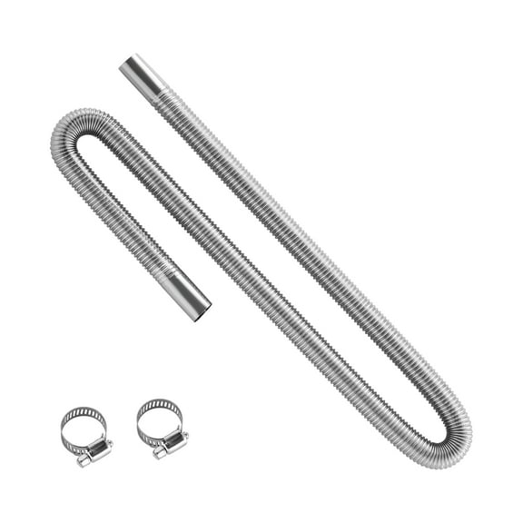 KFFKFF Flexible Stainless Steel Exhaust Hose, 47.2-Inch Diesel Heater Pipe with 2 Clamps, Heater Exhaust Kit for 2KW, 5KW, and 8KW Diesel Systems
