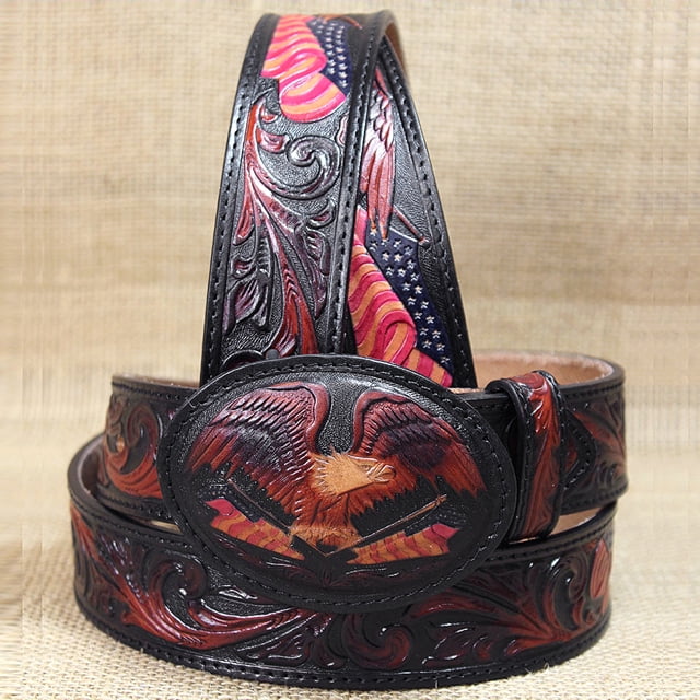 Silver Creek Classics American Eagle & Flag Leather Belt and Buckle DCC Leather Belt  main image 3