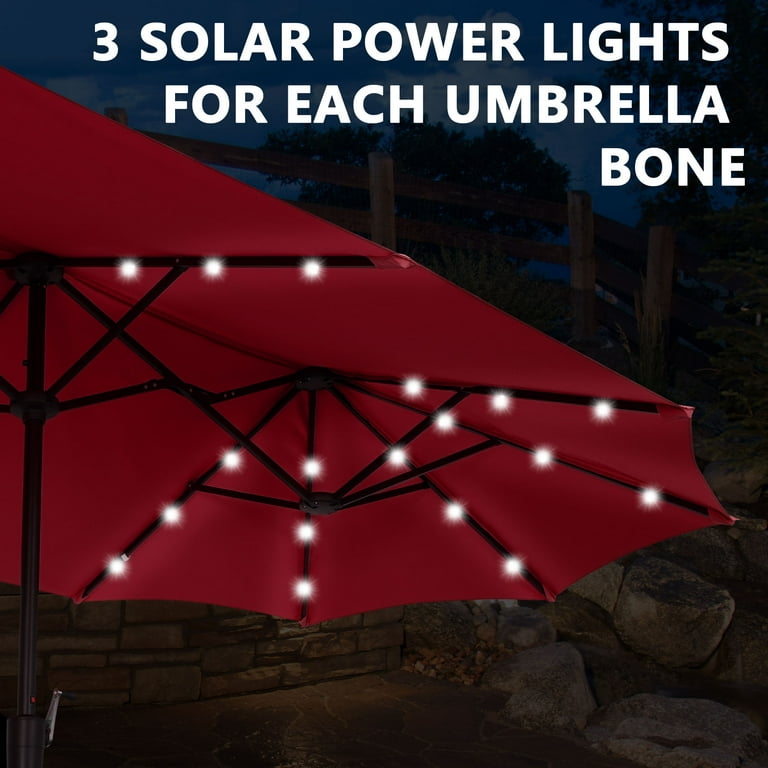 heavy dury patio umbrellas with solar lights 10/11/12ft LED Round Cantilever Umbrella Enjoy 79 sq ft Ainfox 13ft Outdoor Patio Umbrella,