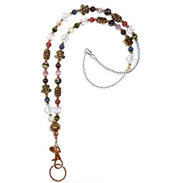 Women's Stainless Steel Chain Lanyard - 34 Inch ID Badge Holder For Teacher, Nurse, Office, Keys, Phone