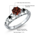 thumbnail image 4 of 1.11 Cttw Red Garnet and Black Diamond Engagement Ring for Women | 925 Sterling Silver | Gemstone Birthstone | Three Stone Wedding Engagement Anniversary Promise Ring for Women | Size 8, 4 of 4