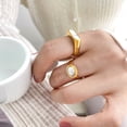 thumbnail image 4 of Anillo de concha de madre ovalada pequeña en forma de D, cuadrado, rectangular, con forma de corazón de melocotón y doble amor abierto, 4 of 6